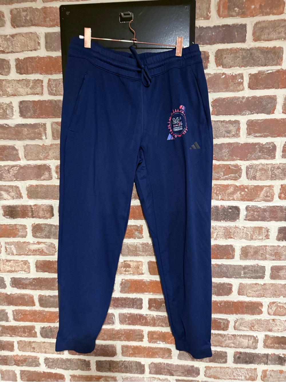 2026 London Marathon Adidas Navy Blue Jogger Pants with Pink Accent